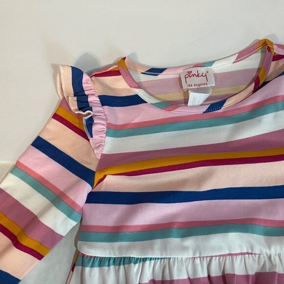 Pinky Los Angeles Berry Multi Striped Girls’ Dress with Glitter Cat Size 4 - Picture 5 of 7